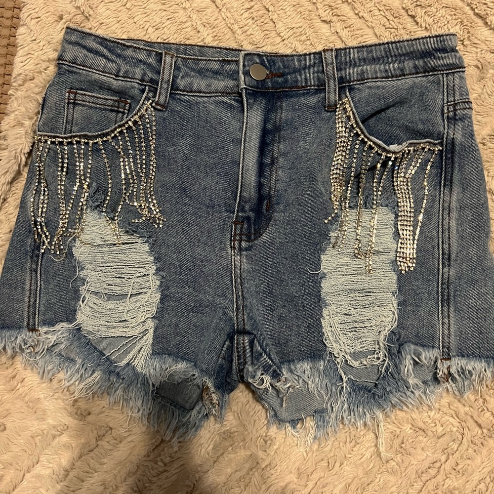 Rhinestone Jean Shorts
